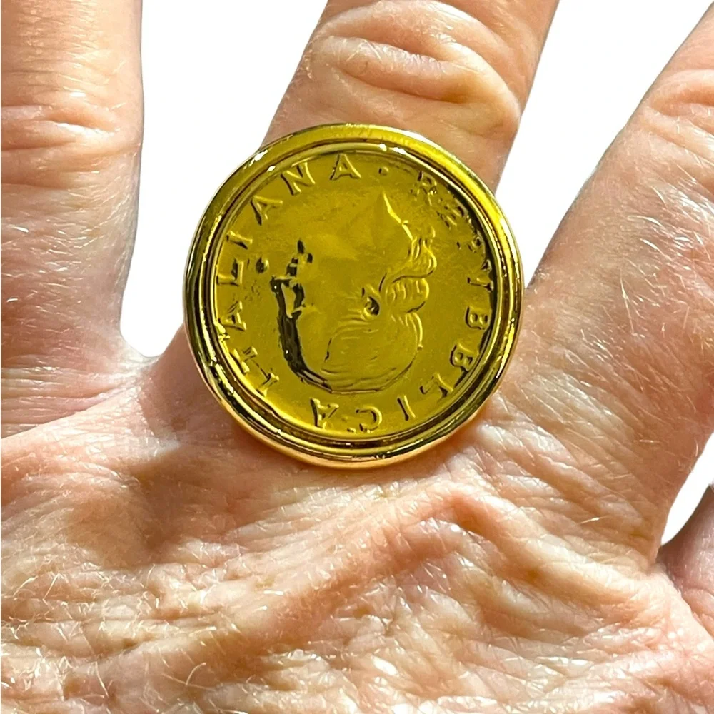 Bronzoro Italy Retired Roman coin Ring gold plt - Picture 5 of 8